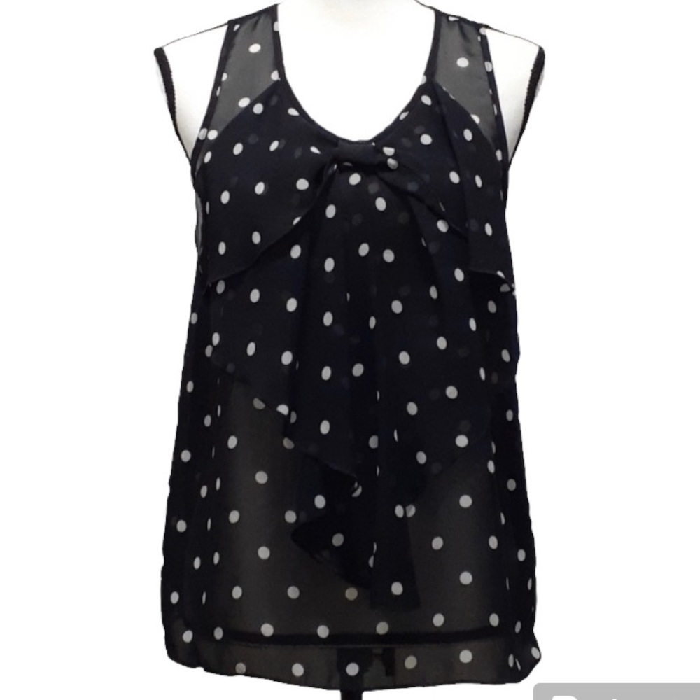 A. Byer Sleeveless Polka Dot Sheer Blouse